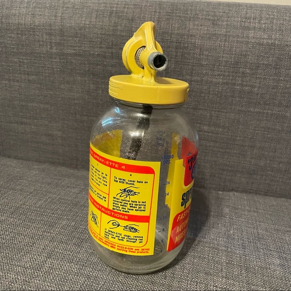 Vintage Ortho Spray-Ette 4 Glass Jar & Yellow Metal Sprayer Nozzle Hayes - Picture 4 of 6